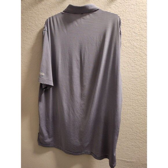 Peter Millar Castle Pines Golf Course Men's Polo Size XL Gray Lavender Stripe - Picture 6 of 6